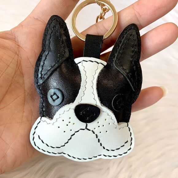 Handmade Genuine Leather French Bulldog Bag Charm/Keychain - Picture 4 of 14